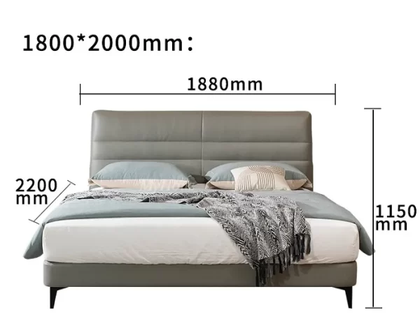 Modern Minimalism Leathaire Soft Bed ISB-023 & Bedside Table IB-014 (gray) - Image 7