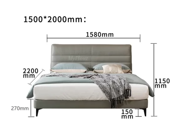 Modern Minimalism Leathaire Soft Bed ISB-023 & Bedside Table IB-014 (gray) - Image 8