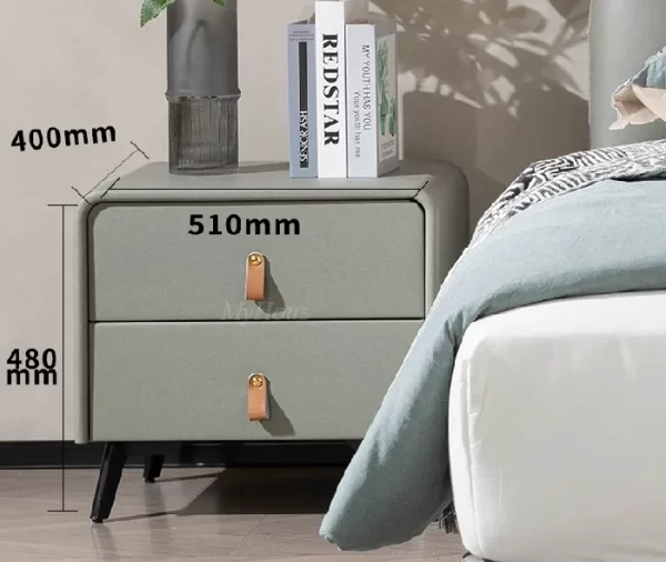 Modern Minimalism Leathaire Soft Bed ISB-023 & Bedside Table IB-014 (gray) - Image 6