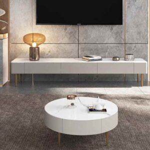 Light Luxury Snow White Sintered Stone TV Cabinet ITVC-020